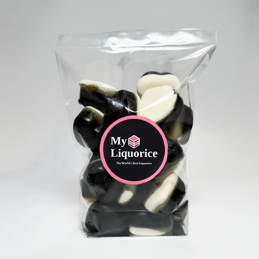Black & White Hearts - Italian Gummy/Foam Liquorice Sweet