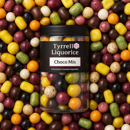 Tyrrell Liquorice Choco Mix | Chocolate Coated Black Liquorice | Flavoured Chocolate