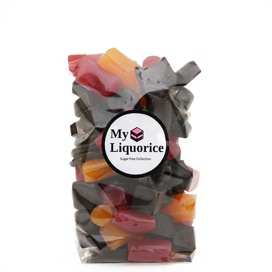 Zuckerfreier Lakritzmix - unsere eigene spezielle Mischung aus zuckerfreien Lakritzstücken mit Süßungsmitteln