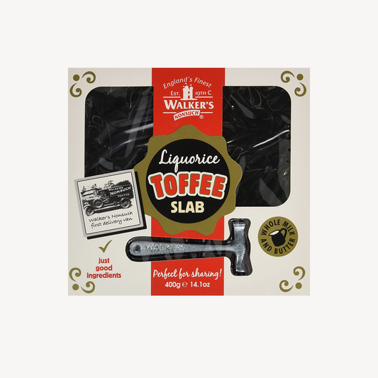 Walkers Liquorice Toffee Slab - Toffee-Lakritzplatte mit Hammer in Geschenkbox