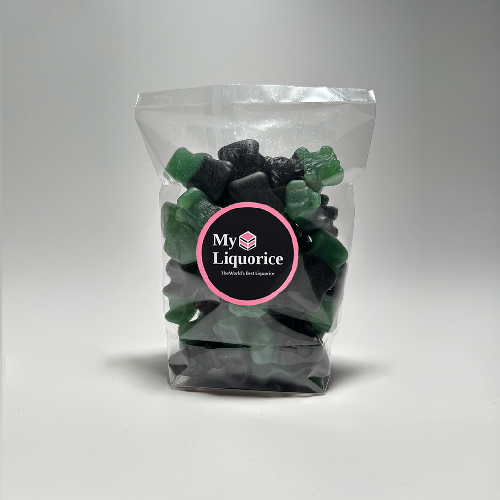 Vegan Mint Bears- liquorice/mint jelly sweets.