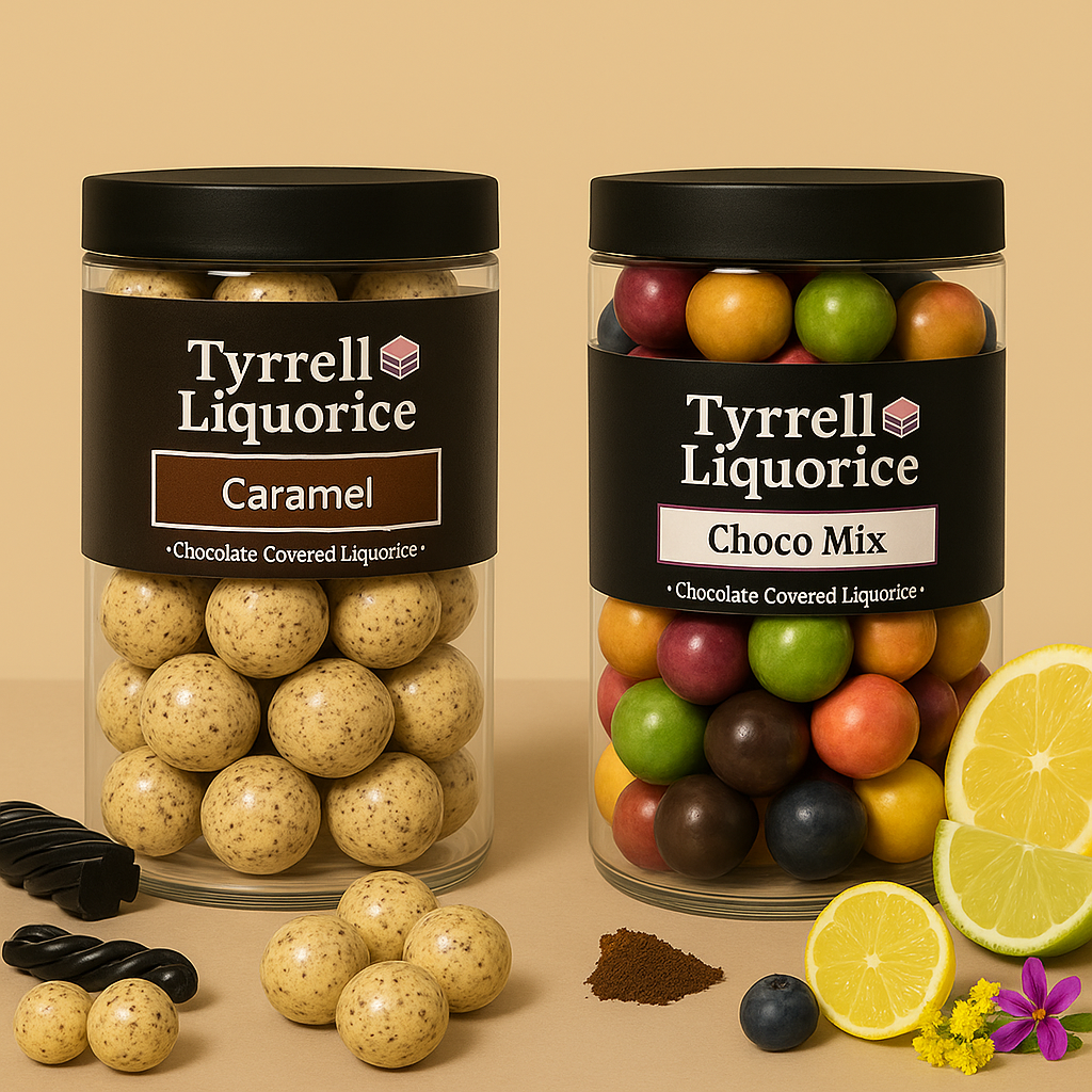 Tyrrell Choco Mix 290g + Caramel 290g + FREE Mixed Gourmet Liquorice