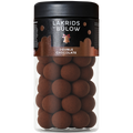 Jar of Lakrids by Bülow Double Chocolate Liquorice Coated in Chocolate on a white background

