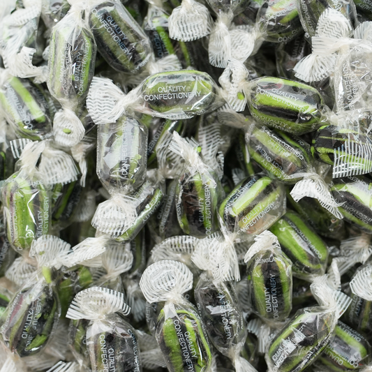 Hard Boiled Lime & Liquorice sweets - hard sweets with a chewy centre.