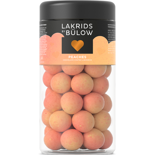Lakrids by Bülow Peaches – White Chocolate, Peach & Liquorice with Salmiak Crunch