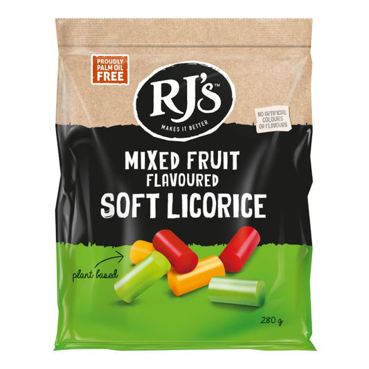 RJ's Mixed Fruit Flavoured Soft Liquorice 280g