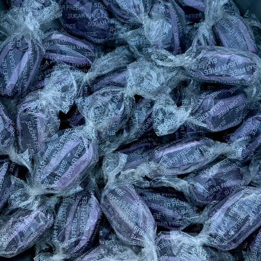 Sugar Free Blackcurrant & Liquorice Sweets - hard sweets with a chewy liquorice toffee centre with sweeteners