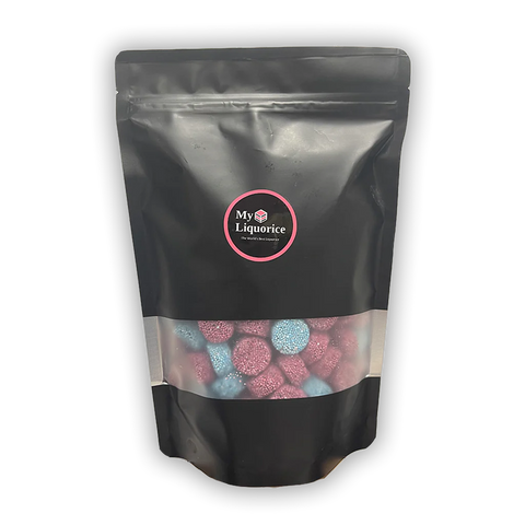 Jelly Spogs - soft liquorice jelly sweets covered in pink and blue sprinkles