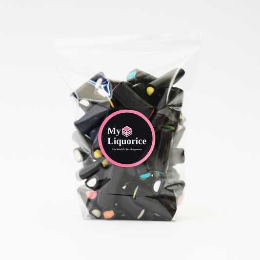 Spanish Cream Rock (New Variety) - soft liquorice with a colourful very sweet fruity fondant centre