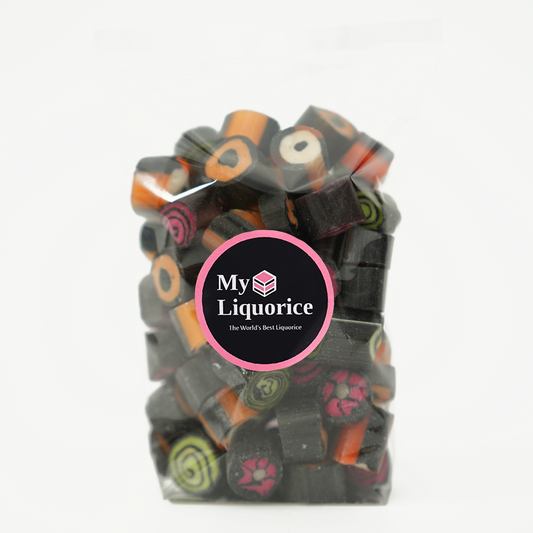 Pack of My Liquorice candies with a clear packaging on a white background