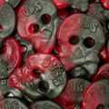Raspberry Liquorice Skulls - liquorice/raspberry skull shaped soft gummy sweets