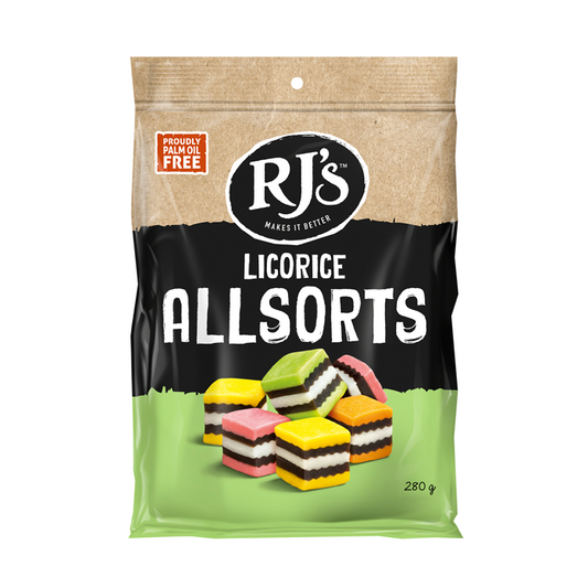 RJ's Licorice Allsorts 280g | Soft Liquorice Allsorts