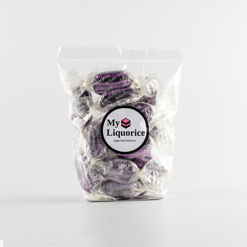 Sugar Free Blackcurrant & Liquorice Sweets - hard sweets with a chewy liquorice toffee centre with sweeteners