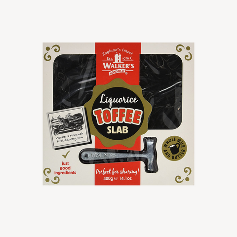 Walkers Liquorice Toffee Slab - toffee liquorice slab with hammer in gift box