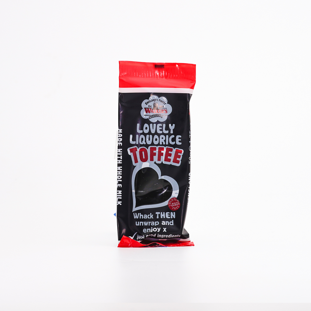Walker's Liquorice Toffee Bars - individually wrapped 50g bars of liquorice toffee